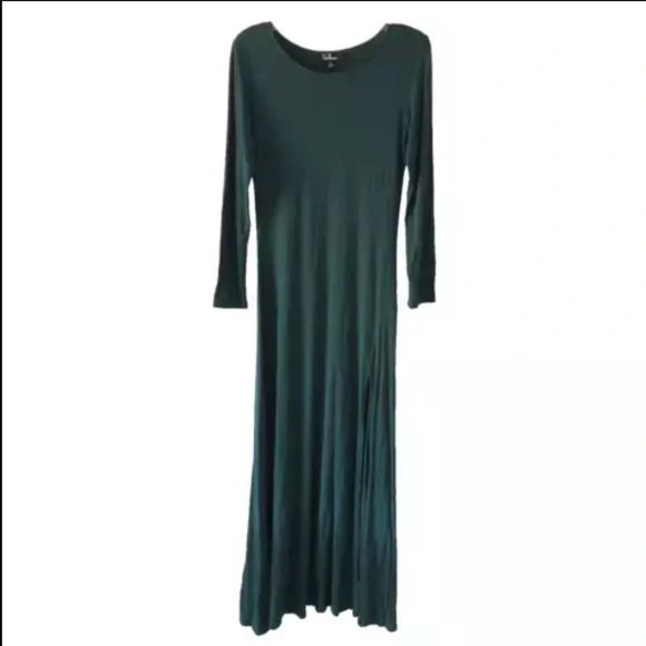 Lulu's Women's Swept Away Forest Green Long Sleeve Maxi Dress Size M Stretch - Picture 5 of 12
